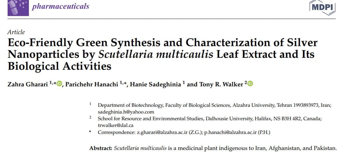 Eco-Friendly Green Synthesis and Characterization of Silver Nanoparticles by Scutellaria multicaulis Leaf Extract and Its Biological Activities