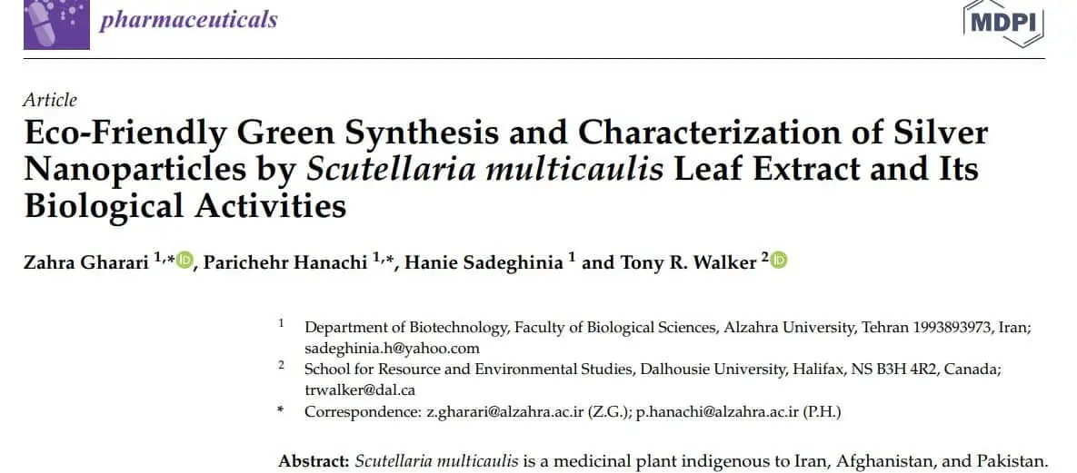 Eco-Friendly Green Synthesis and Characterization of Silver Nanoparticles by Scutellaria multicaulis Leaf Extract and Its Biological Activities