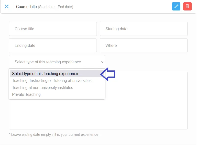Teaching Experience - Applyindex