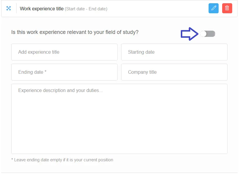 Work Experience - Applyindex